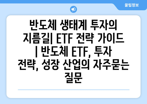 반도체 생태계 투자의 지름길| ETF 전략 가이드 | 반도체 ETF, 투자 전략, 성장 산업