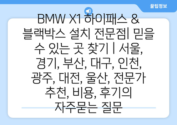 BMW X1 하이패스 & 블랙박스 설치 전문점| 믿을 수 있는 곳 찾기 | 서울, 경기, 부산, 대구, 인천, 광주, 대전, 울산, 전문가 추천, 비용, 후기