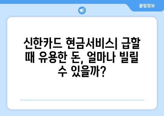 신한카드 단기 대출| 현금서비스, 한도, 상환수수료 상세 가이드 | 신용카드 대출, 비상금 마련, 신한카드