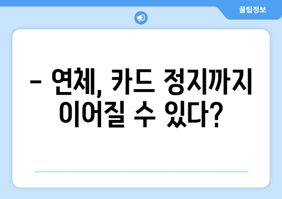 카드 결제일 연체, 어떤 불이익이 있을까요? | 연체료, 신용등급, 카드 정지, 해결 방법