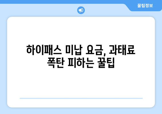 하이패스 미등록 요금 미납, 이제 걱정 끝! 해결 방법 총정리 | 하이패스, 미납요금, 납부, 정산, 과태료